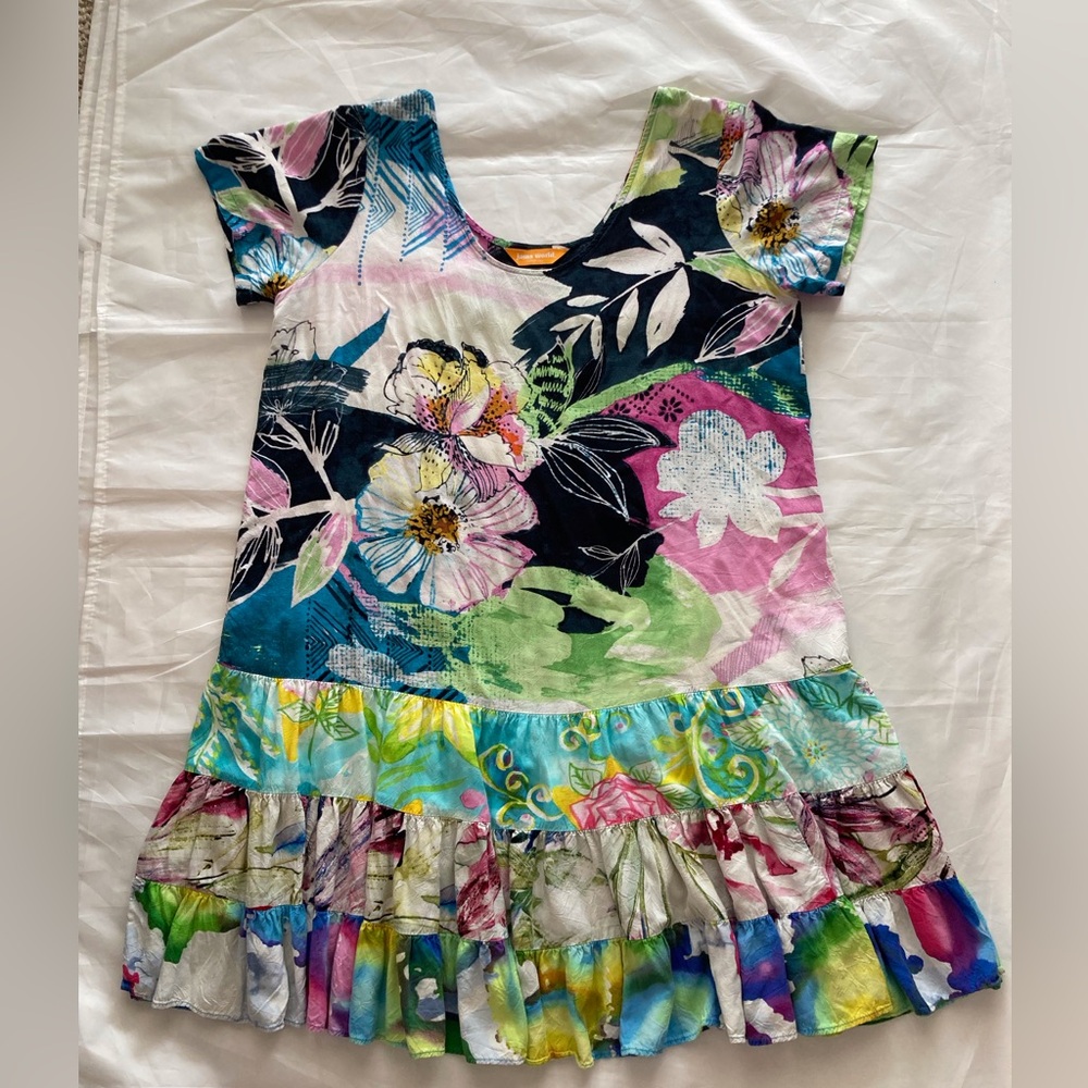 Jams World Vintage 90’s Hattie Dress W329 Copyright Bela Bella Tropical Print Lg